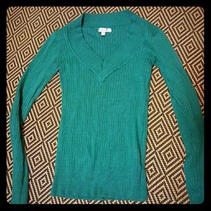 Fitted V-neck Long Sleeve Sweater